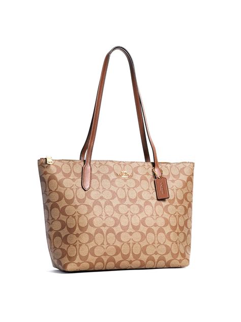 large coach tote with zipper.